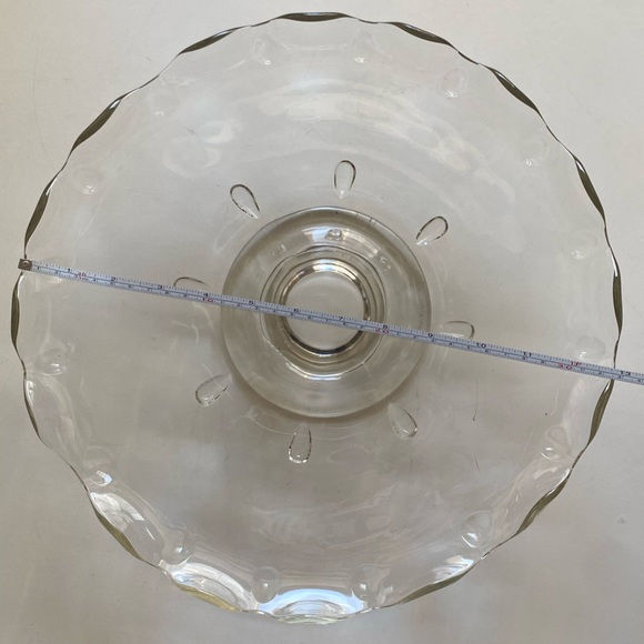 Vintage Pedestal Cake Plate Clear Glass Serving Platter with ruffled Edge - Picture 8 of 12